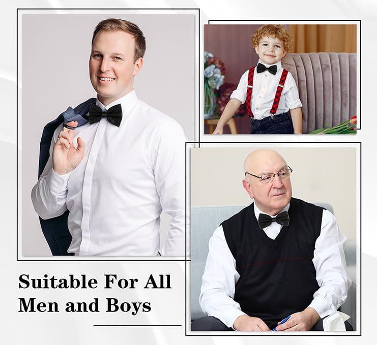 vivinin 2PCS Bow Ties for Men, Adjustable Black Bow Tie, Classic Bow Tie for Weddings, Banquets, Bands, Graduations, Christmas, Celebrations and Any Other Formal Occasions - Image 5