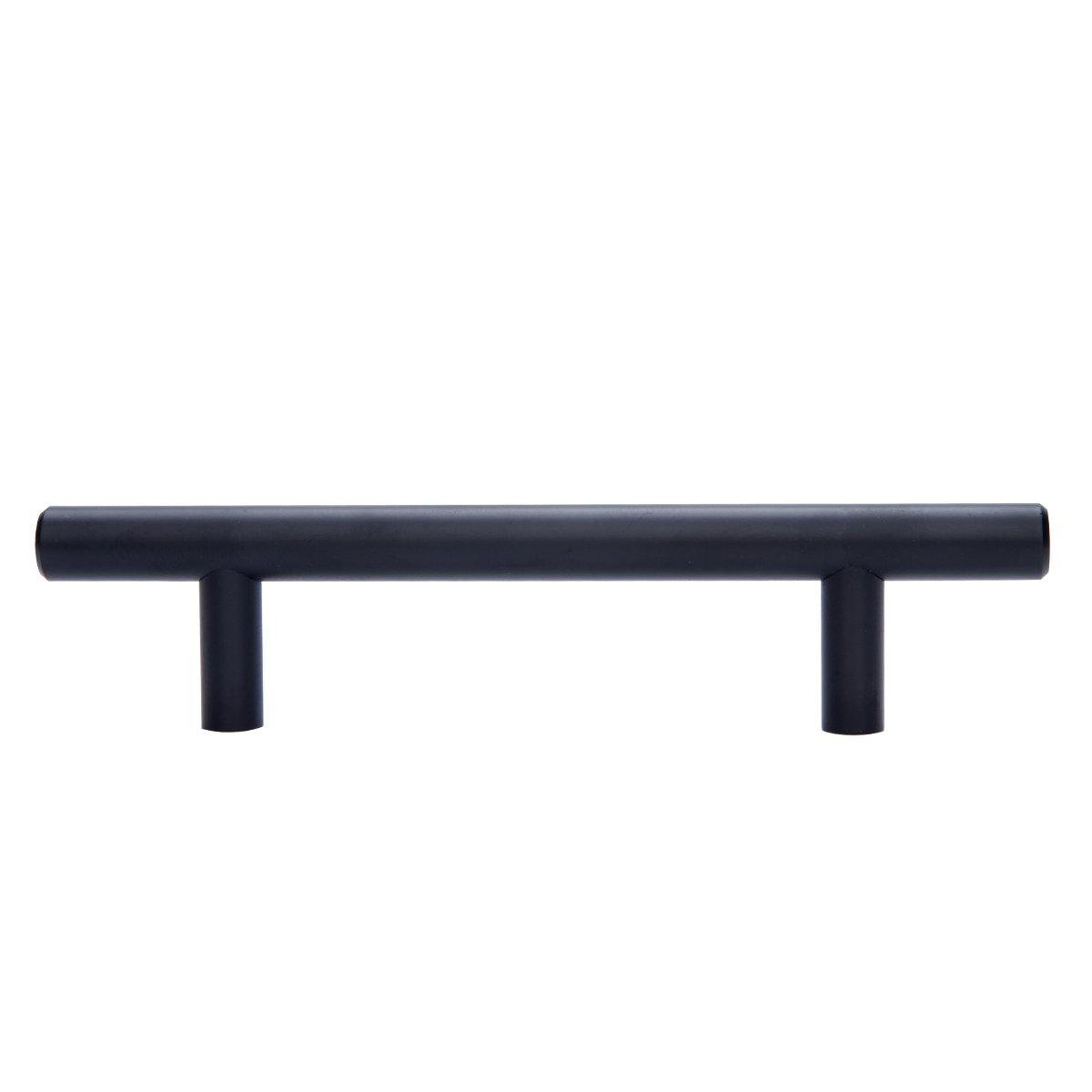 Amazon Basics Euro Bar Cabinet Handle (1/2-inch Diameter), 5.38 in Length (3 in Hole Center), Flat Black, Pack of 10, AB1500-FB-10 - Image 5