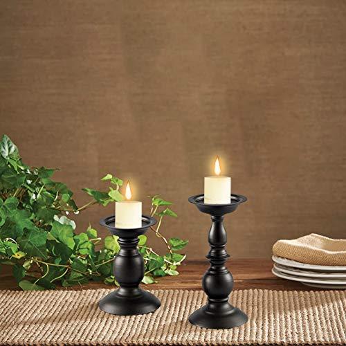 Black Metal Pillar Candle Holders Set of 2, Decorative Candlestick Candle Holders Stand, Decorations Home Décor Gifts for Bedroom Livingroom Wedding - Image 6