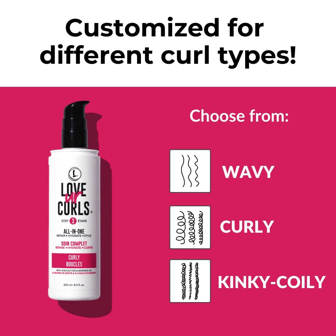Love Ur Curls All in One Curl Cream Styler, Anti Frizz Curling Cream for Curly Hair, Repair, Define, Hydrate & Style with Shea Butter, 250mL - Image 4