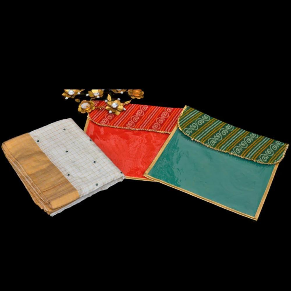 Desi Favors Saree Cover Fabric Bags, Indian Silk Saree Gifting/Storage Bag for Weddings, Reusable Cotton Saree Covers for Clothes Storage/Garment Bag, Travelling, Bulk - 16x17 Inch (Pack of 4) - Image 4