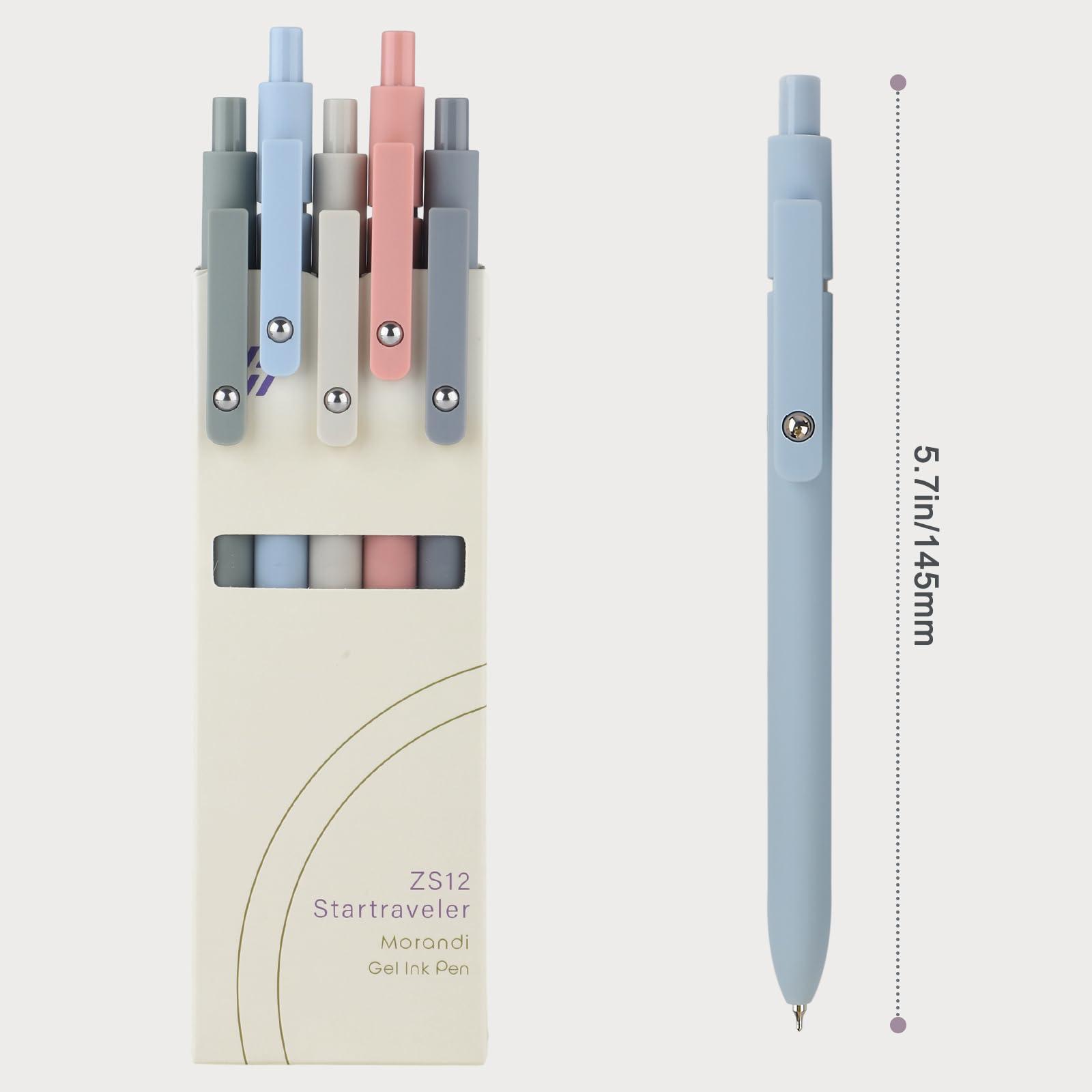 FIOVER Gel Pens, 5pcs 0.5mm Quick Dry Black Ink Fine Point Smooth Writing Pens High-End Series Ballpoint for Office School Supplies(Morandi) - Image 3