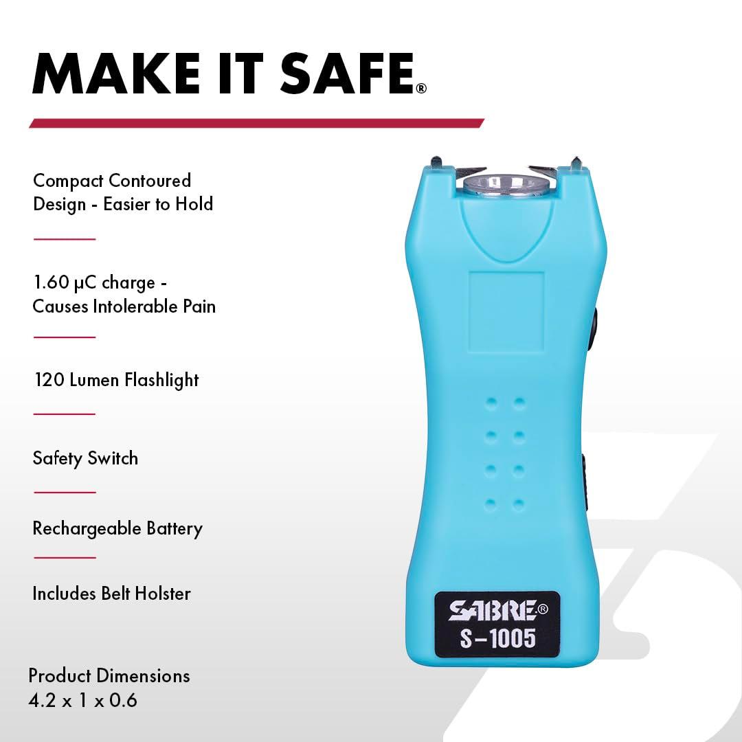 SABRE Pepper Spray & 2-in-1 Stun Gun with Flashlight, Self Defense Kit, Fast Flip Top Safety, Finger Grip for Better & Faster Aim, Painful 1.60 µC Charge, 120 Lumen LED Light, Rechargeable, 0.54 fl oz - Image 3