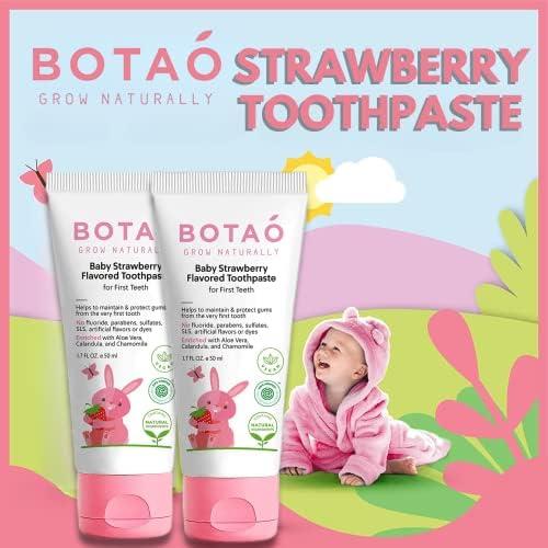 BOTAO Fluoride Free Toddler Toothpaste | Strawberry Flavored - Training Toothpaste for Toddlers | EWG Verified, Vegan, SLS Free, Safe to Swallow, Aloe Vera (2Pack) - Image 5