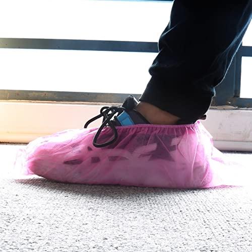 Piutouyar Shoe Covers Disposable Non-slip for Indoors 100 Pack (50 Pairs) Shoe & Boot Covers Disposable Booties Shoe Covers, One Size Fits All, Pink - Image 5