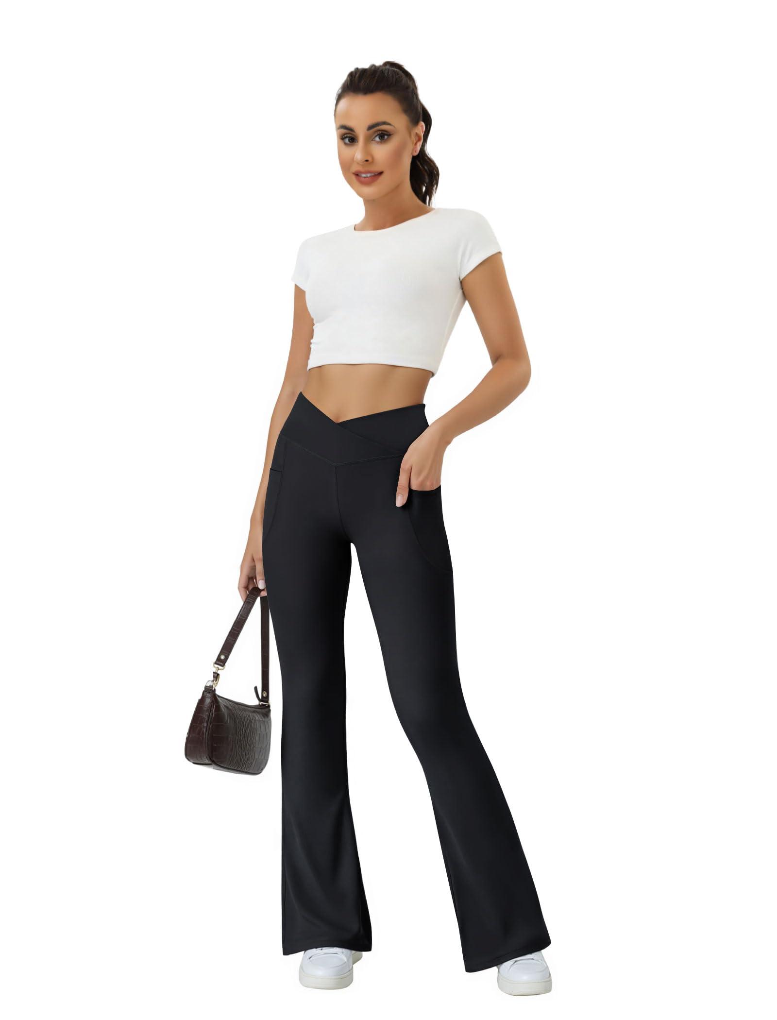 COPYLEAF Women's Flare Yoga Pants with Pockets-V Crossover High Waisted Bootcut Yoga Leggings-Flare Workout Gym Leggings - Image 3