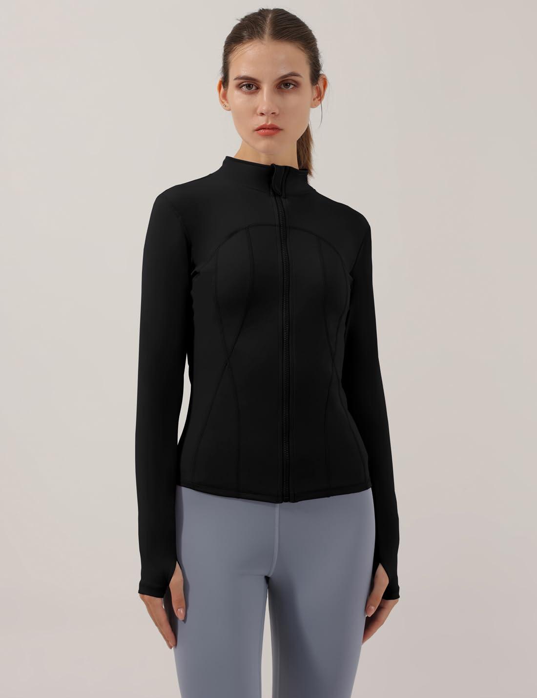 Locachy Women's Slim Fit Full Zip Athletic Running Sports Workout Jacket with Thumb Holes - Image 2