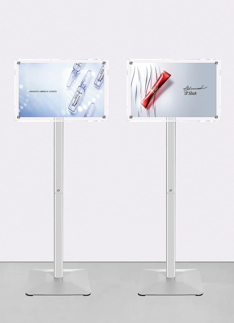DISPLAYSWORKER Adjustable Heavy Duty Pedestal Acrylic Sign holder floor Stand,sign stand poster stand ,Standing Floor for 11 x 17 inch,Silver (silver, acrylic frame 11-x-17-inch) - Image 9
