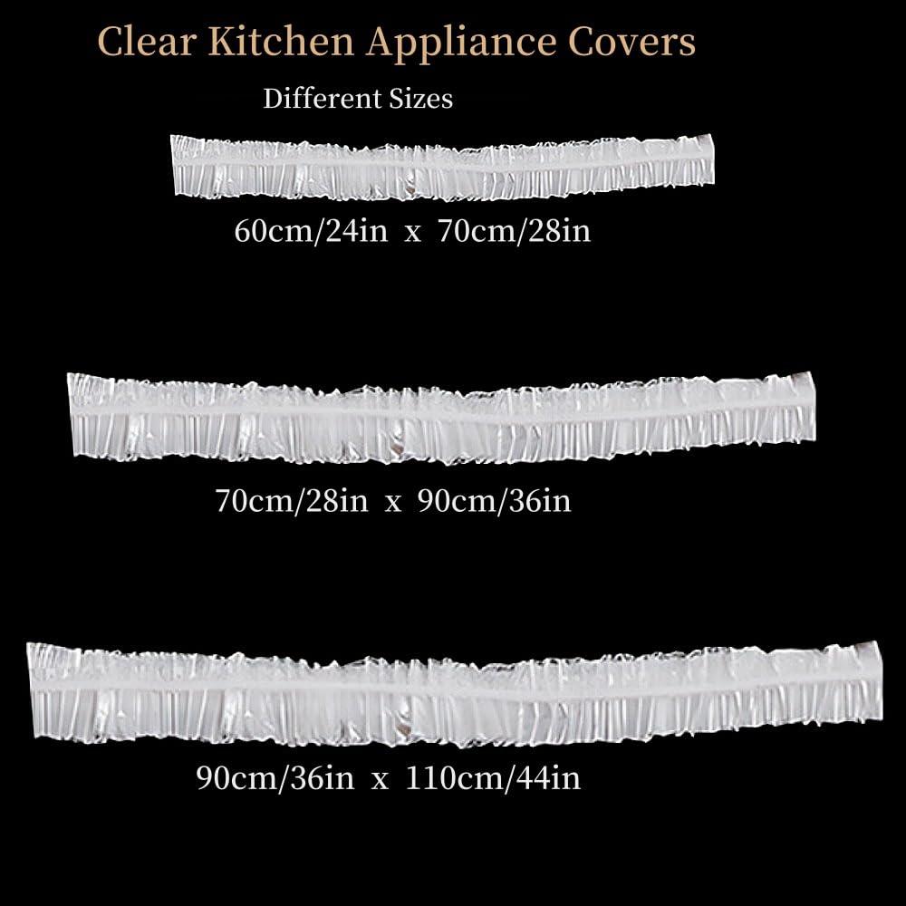 60Pcs Disposable Furniture Dust Cover Clear Plastic Kitchen Appliance Covers Dustproof with Elastic for Small Appliance, Oven, Pressure Cooker, Blender, Air Fryer, 3 Different Sizes (S, M, L) - Image 2
