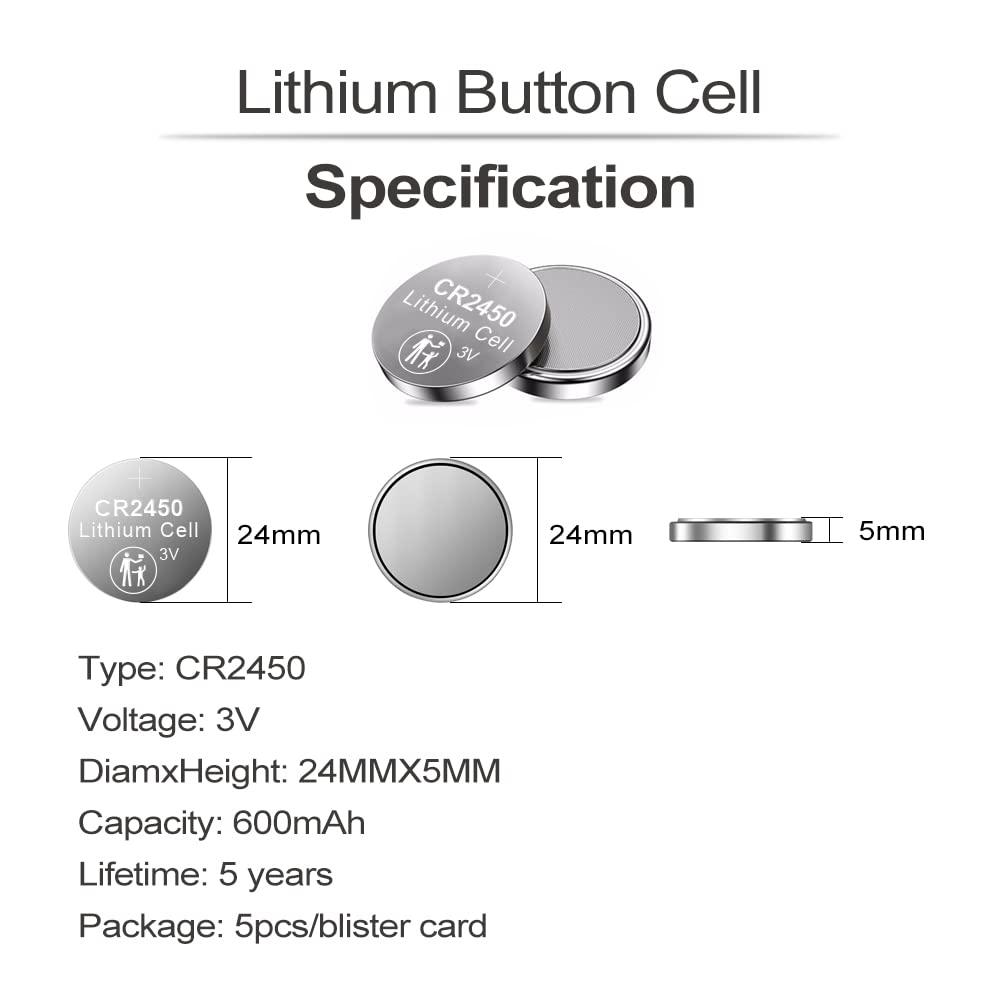 PGSONIC 20 Pack CR2450 3V Lithium Coin Battery - Image 3
