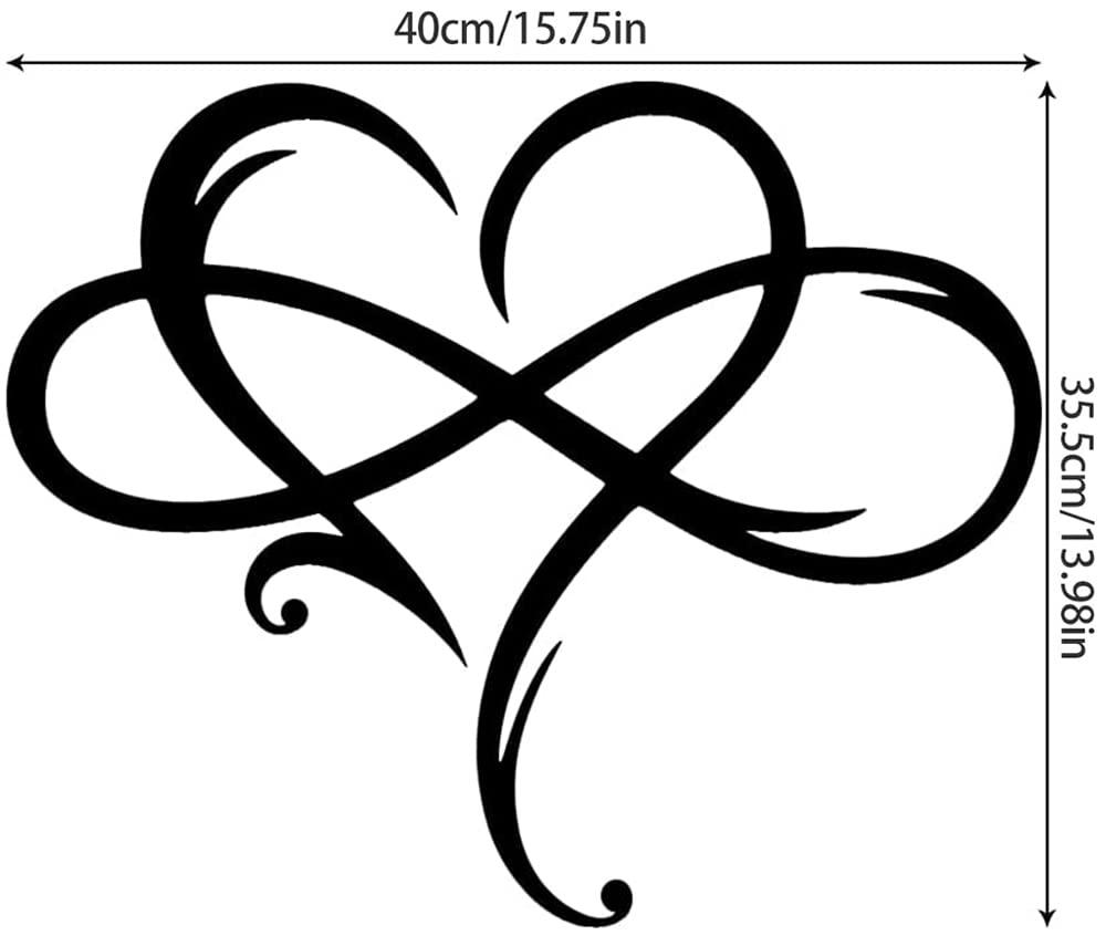 Infinity Heart Wall Decor, Unique Infinity Heart Metal Art Wall Decor Love Sign Steel Wall Plaques Bedroom Ornaments for Home Wedding Decor, Room Living Room Decoration (Black, 15.7x14inch) - Image 7