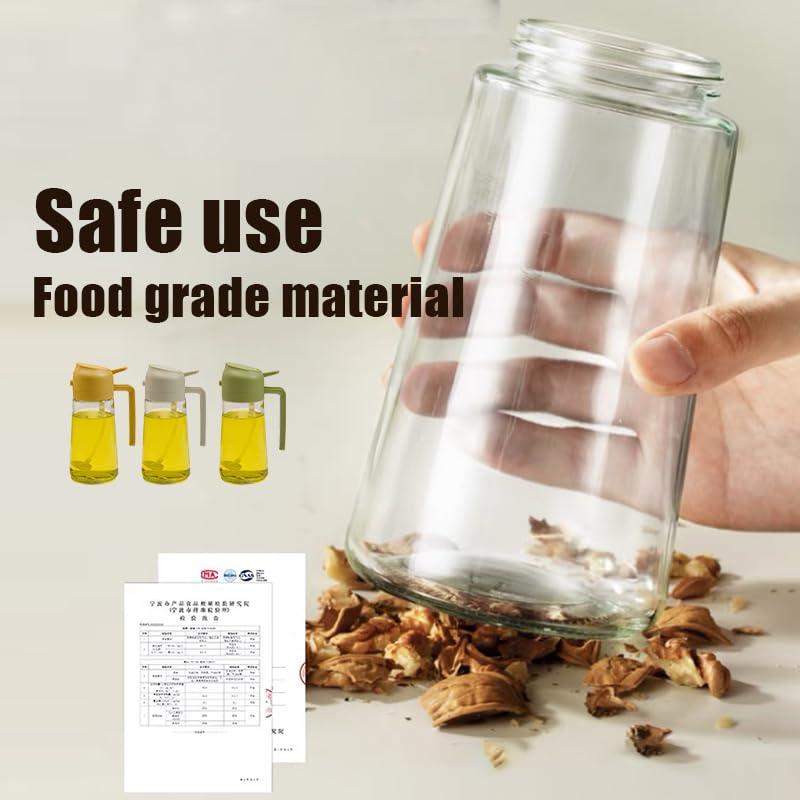 2 in 1 glass olive oil filling bottle, 2 in 1 cooking oiler, spray, kitchen press fuel injector, used for salad making, baking, frying, barbecue, kitchen gadgets (470ml) (green) - Image 2
