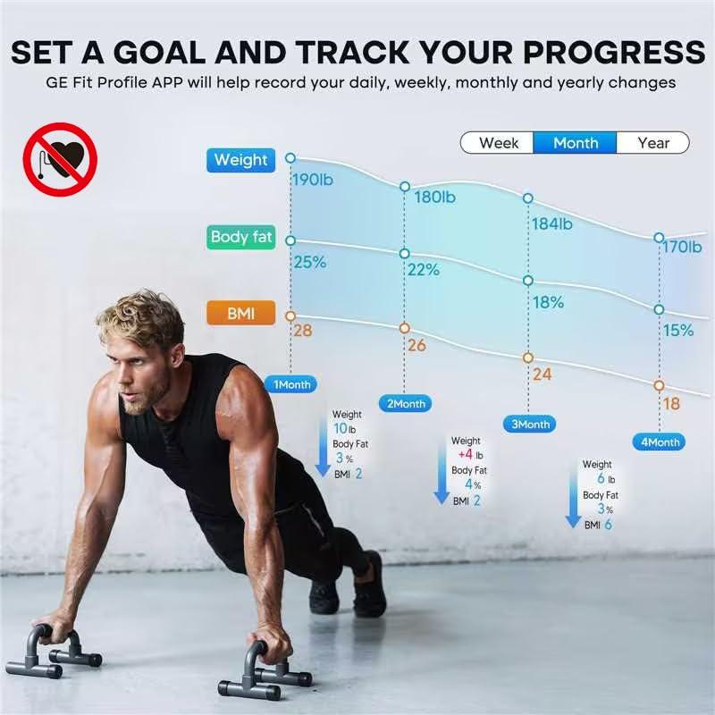 GE Scale for Body Weight Smart: Digital Bathroom Body Fat Scales 500lbs for BMI Muscle Bluetooth Smart Weight Monitor 11.8" Large Platform Weighing Machine Health Analyzer with App Drak Blue - Image 4