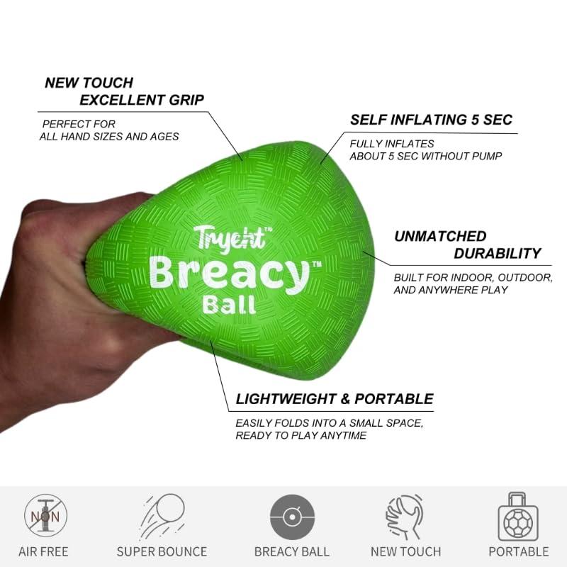 Tryeht Self Inflating Ball 5", Rubber New Feel Breacy Ball, Hi Bouncy, Never Need Pump, Neon Green, Playground Balls, Handball, Dodgeballs, Picnic and School Play in and Outdoor - Image 5
