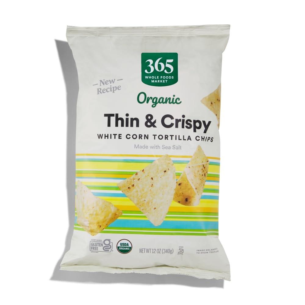 365 by Whole Foods Market, Organic White Corn Tortilla Chips Thin and Crispy, 12 OZ