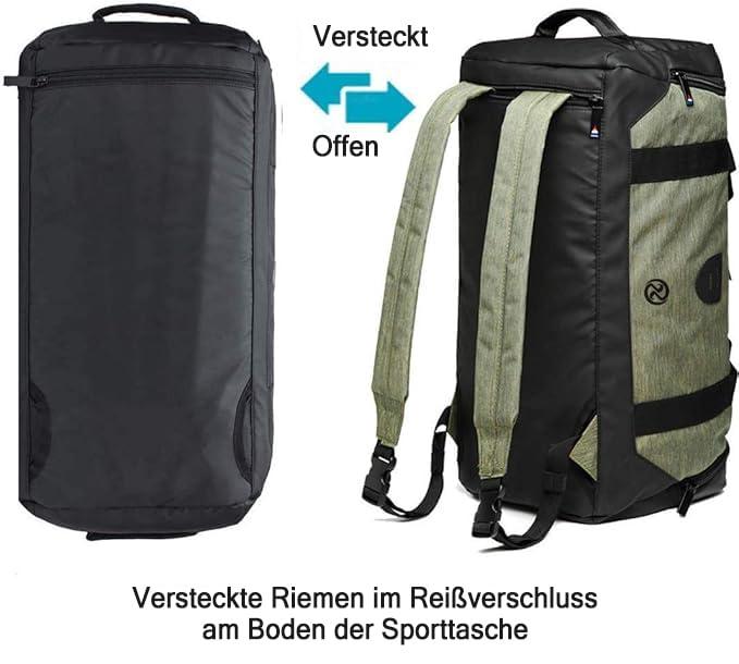 Gym Duffle Bag Backpack Waterproof Sports Duffel Bags Travel Weekender Bag for Men Women Overnight Bag with Shoes Compartment Green - Image 6