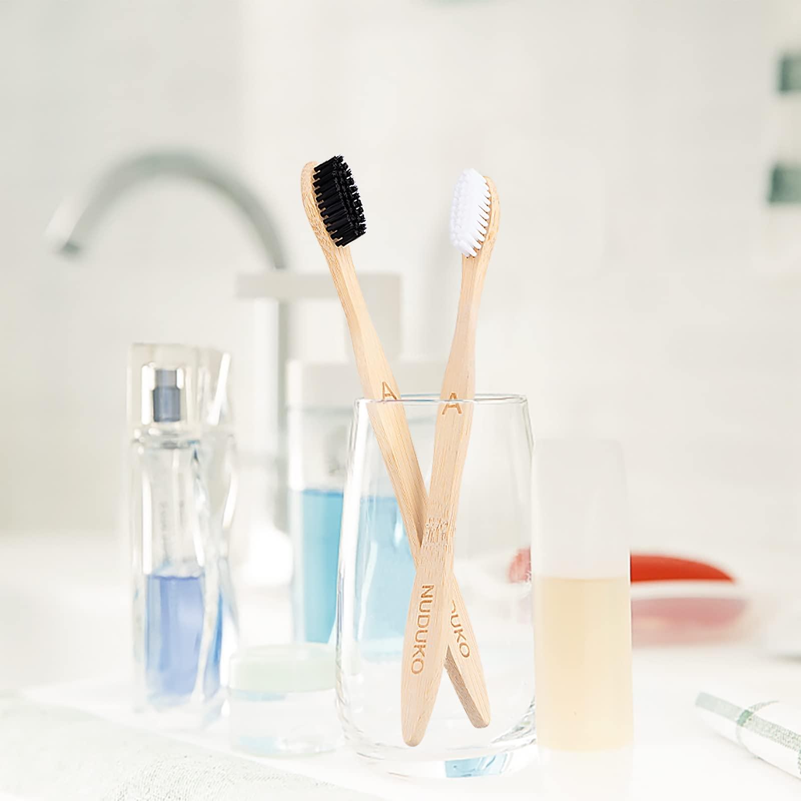 NUDUKO Biodegradable Bamboo Toothbrushes, 10 Piece BPA Free Soft Bristles Toothbrushes, Natural, Eco-Friendly, Green and Compostable - Image 6
