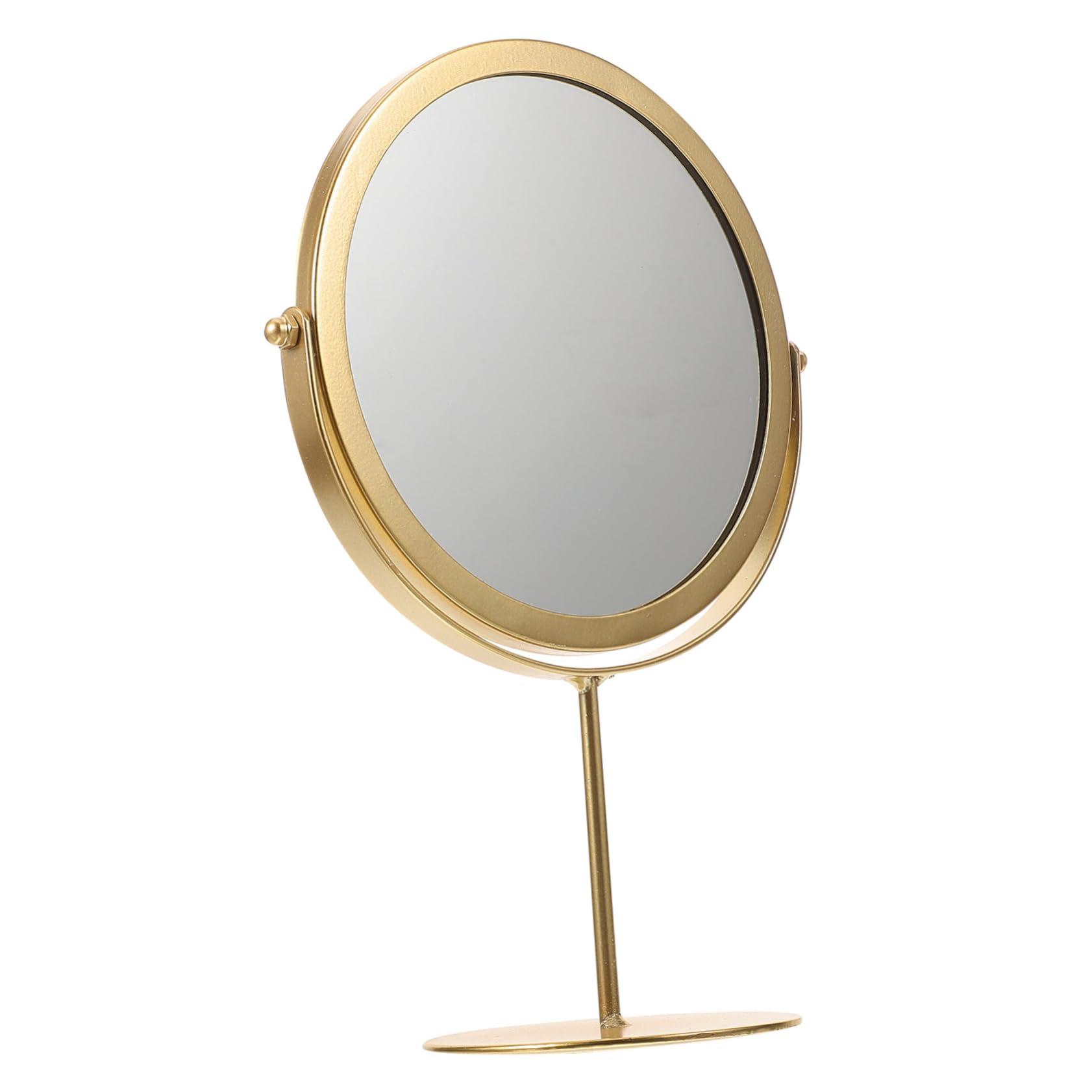 Cabilock Decorative Makeup Mirror Gold Magnifying Desk Mirror Sturdy Home Table