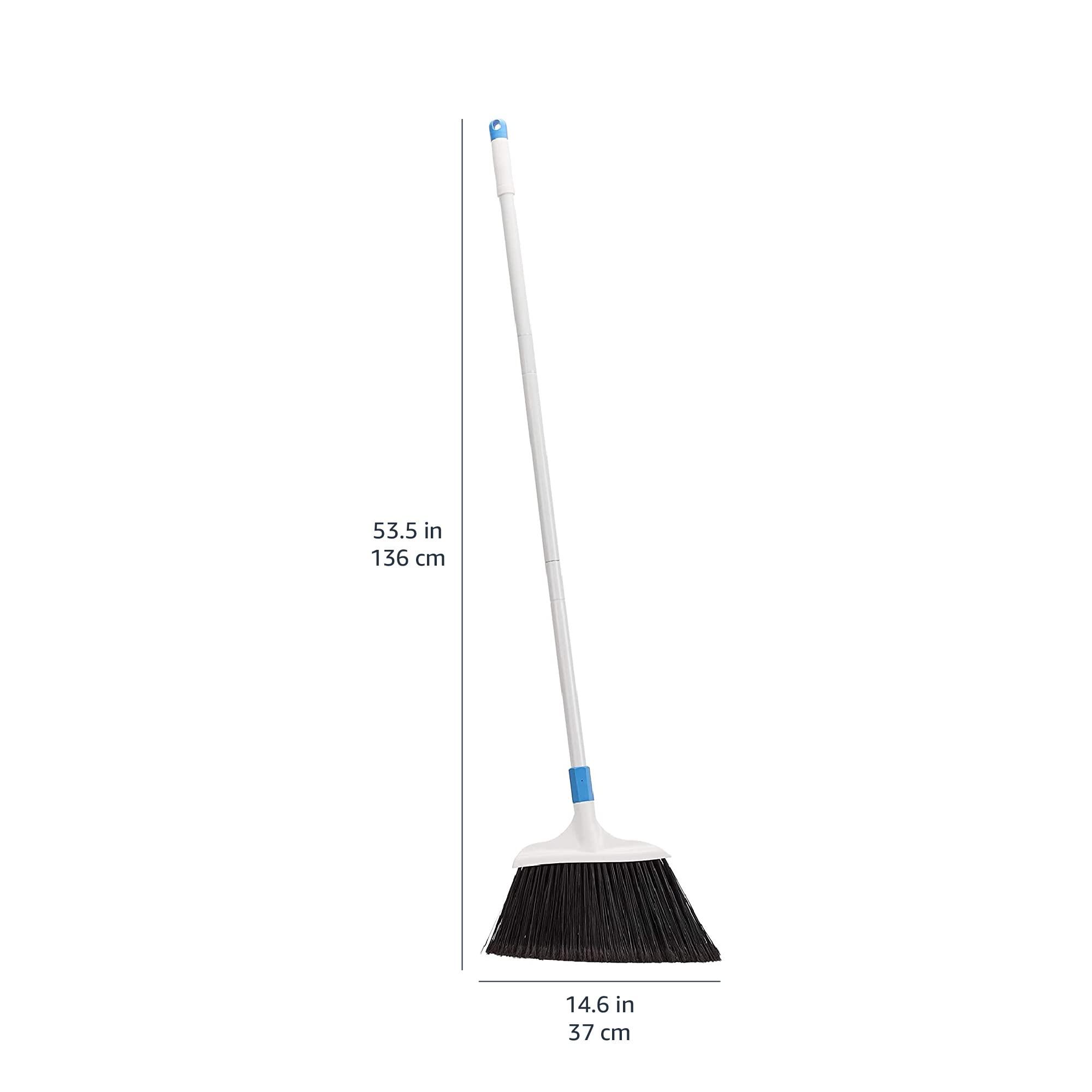 Amazon Basics Heavy-Duty Broom, Blue and White - Image 3