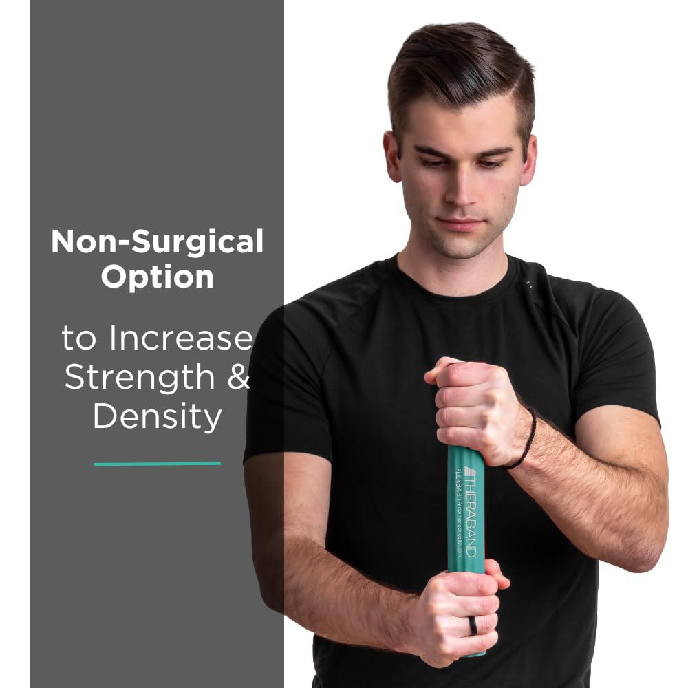 THERABAND FlexBar, Tennis Elbow Therapy Bar, Relieve Tendonitis Pain & Improve Grip Strength, Resistance Bar for Golfers Elbow & Tendinitis, Green, Medium, Intermediate - Image 5