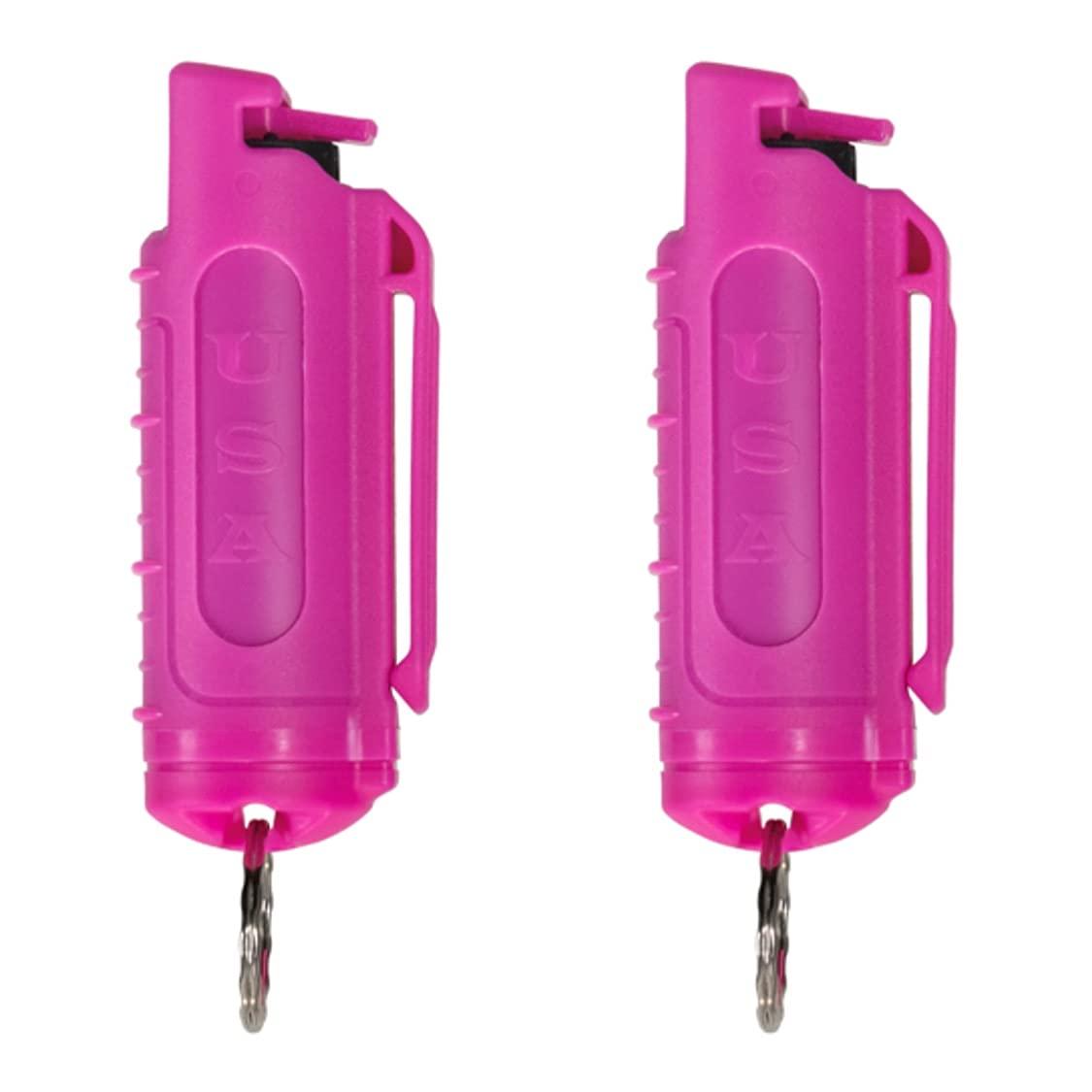 Police Magnum Keychain Pepper Spray Self Defense Belt Clip Holder - 2 Pack Tactical Maximum Strength OC with Dye - Small Safety Key Chains for Women & Men - Made in The USA