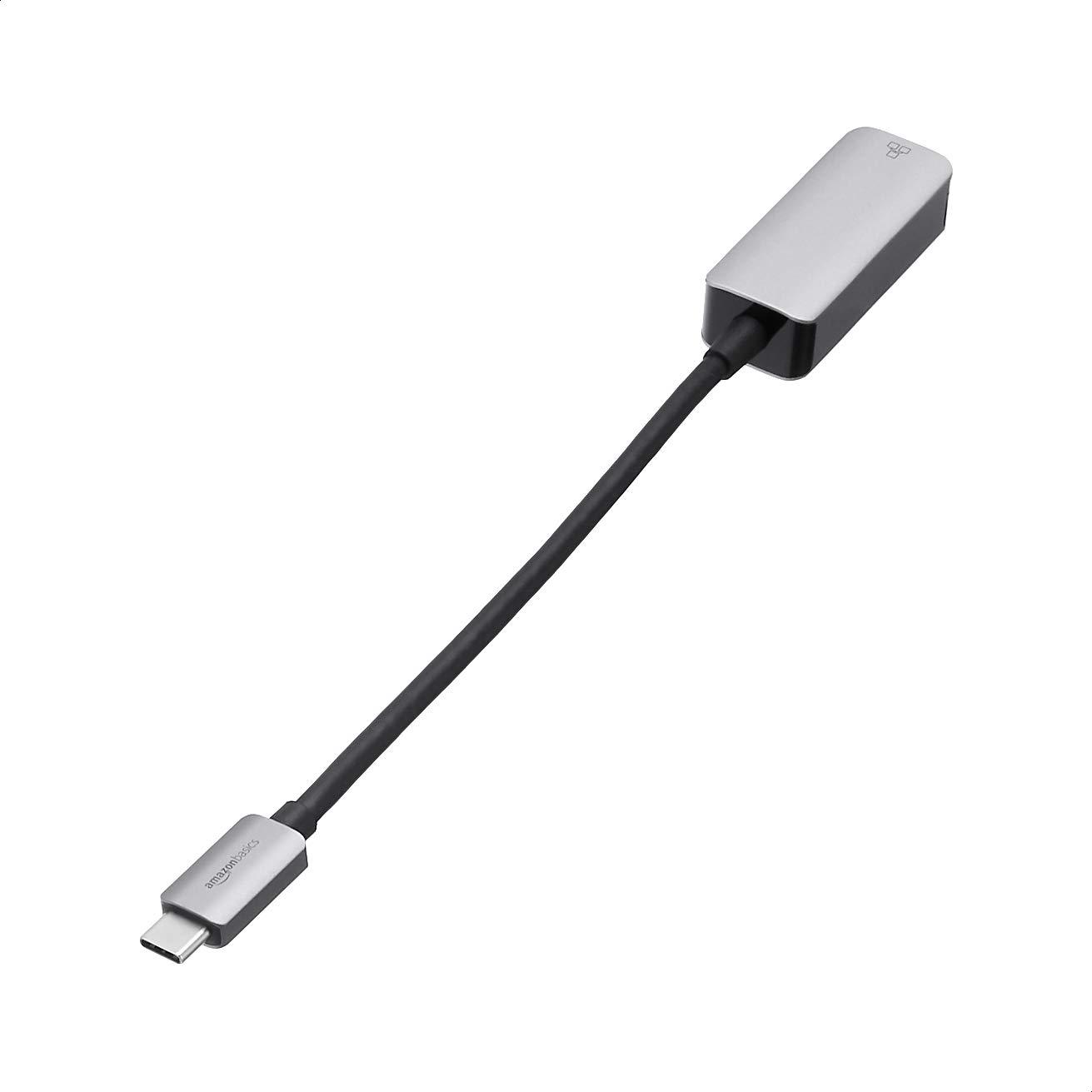 Amazon Basics Aluminum USB-C to RJ45 Gigabit Ethernet Adapter, Fast Network, Grey, 2.07 x 0.81 x 0.6 inches - Image 5
