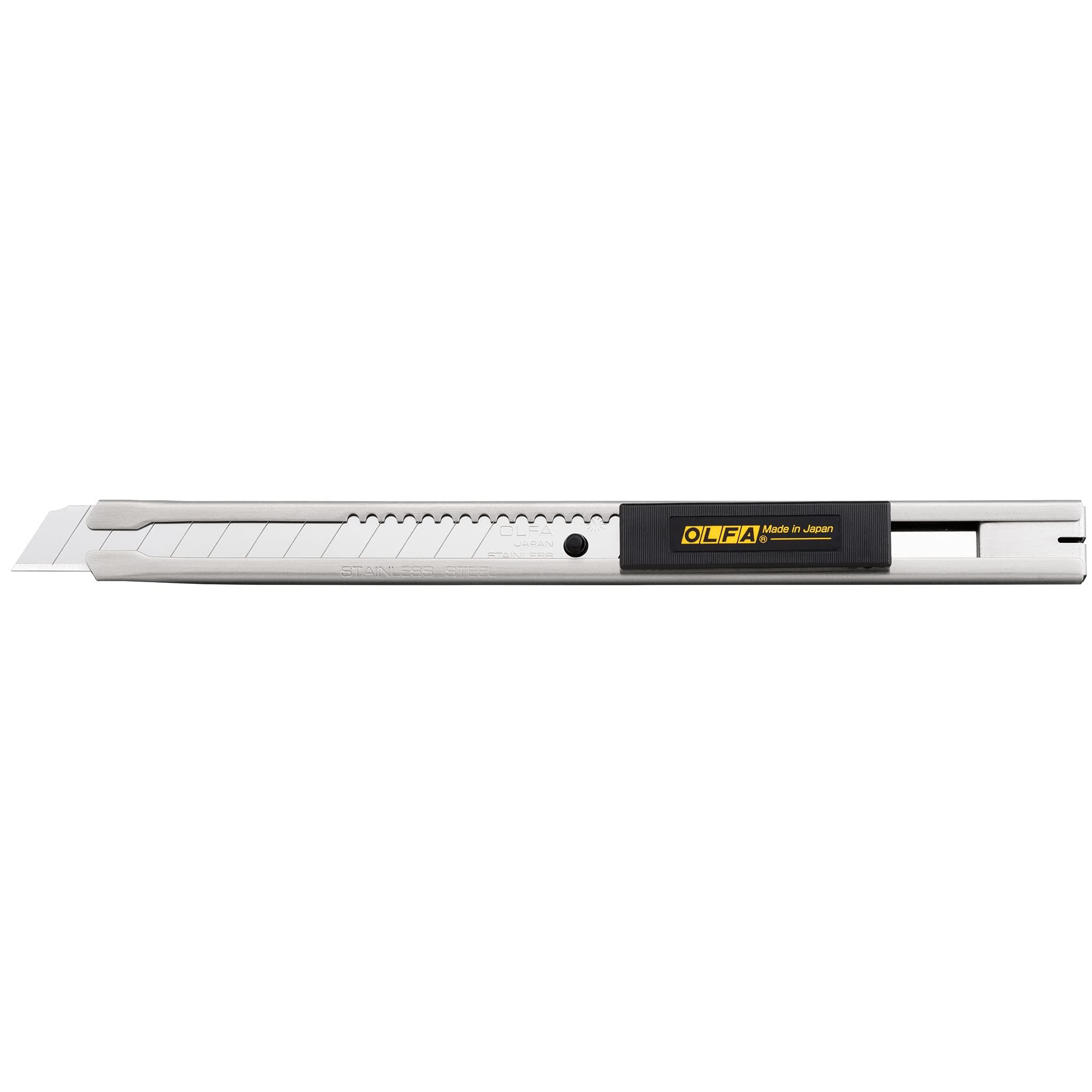 OLFA 9mm Stainless-Steel Utility Knife (SVR-2) - Multi-Purpose Retractable Precision Knife w/Stainless-Steel Snap-Off Blade, Replacement Blades: Any OLFA 9mm Blade