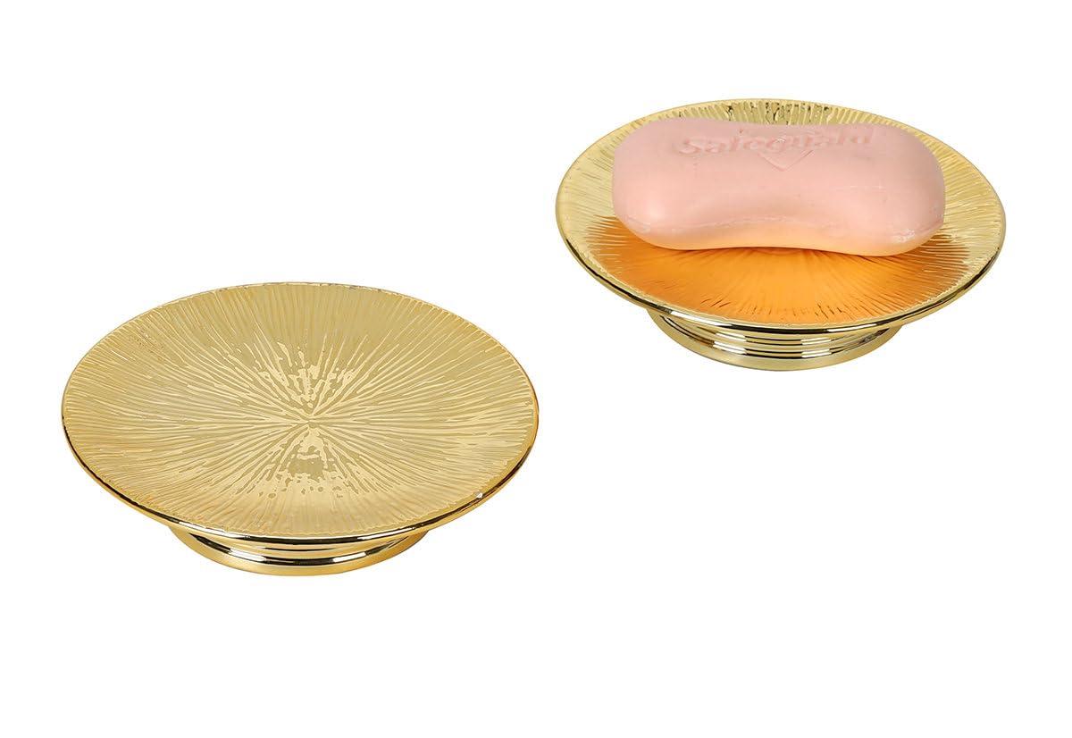 Ceramic Gold Candle Holders Set 2 Modern Pillar Candle Stand Candle plate Table Centerpiece Jewelry dish golden Tray riser display stand for Home,Dinning,Party,Wedding,Birthday,Anniversary Decorations - Image 5