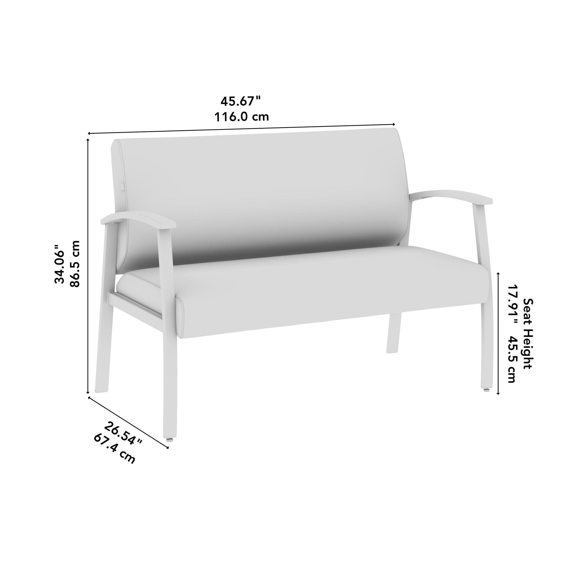 Bush Business Furniture Arrive Waiting Room Loveseat with Arms in Light Gray Vinyl, Reception Area Seating for Office and Lobby - Image 3