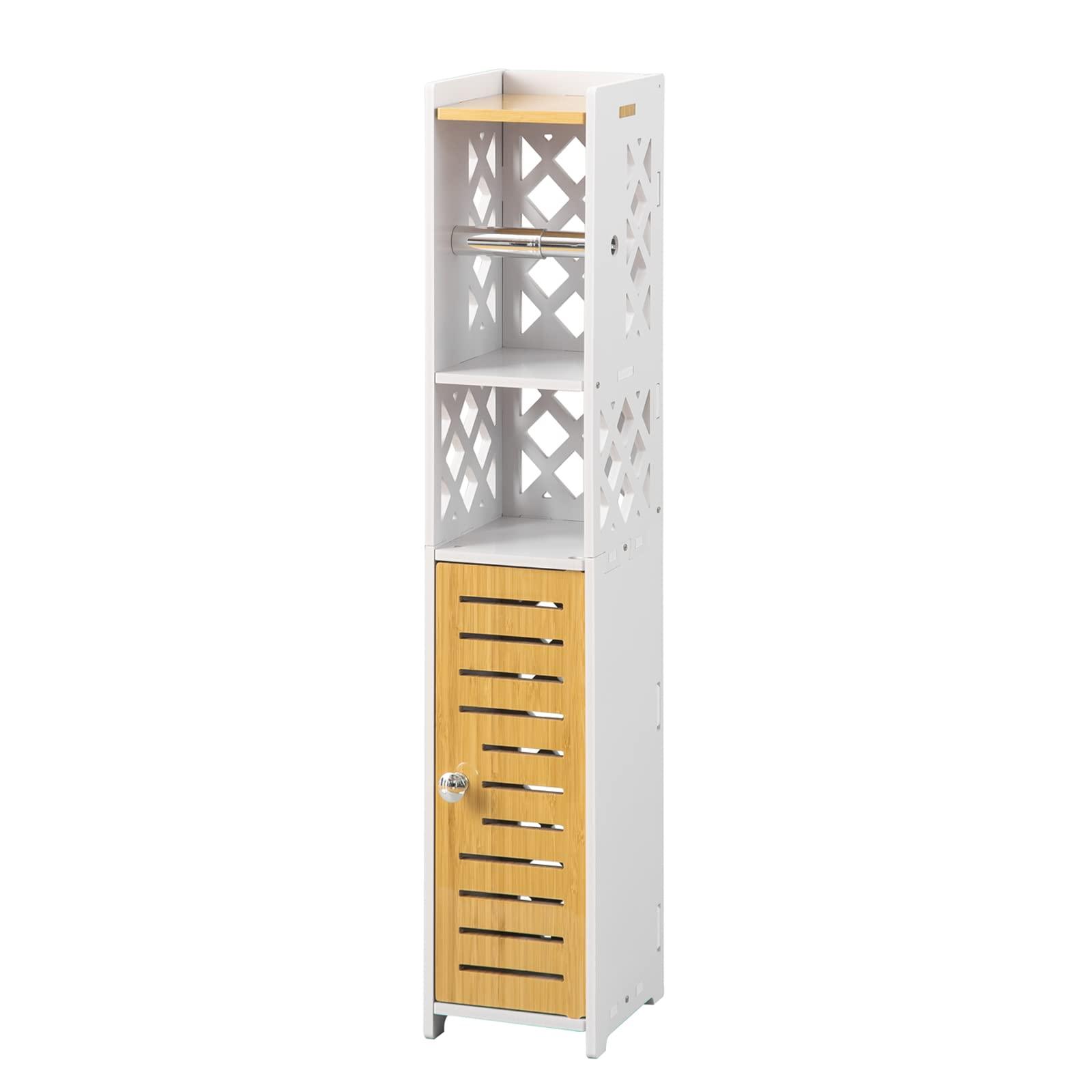 H HUIYKALY Toilet Paper Holder Stand: Bathroom Stand with Toilet Paper Holder Insert,Slim Storage Cabinet for Small Space - Image 3