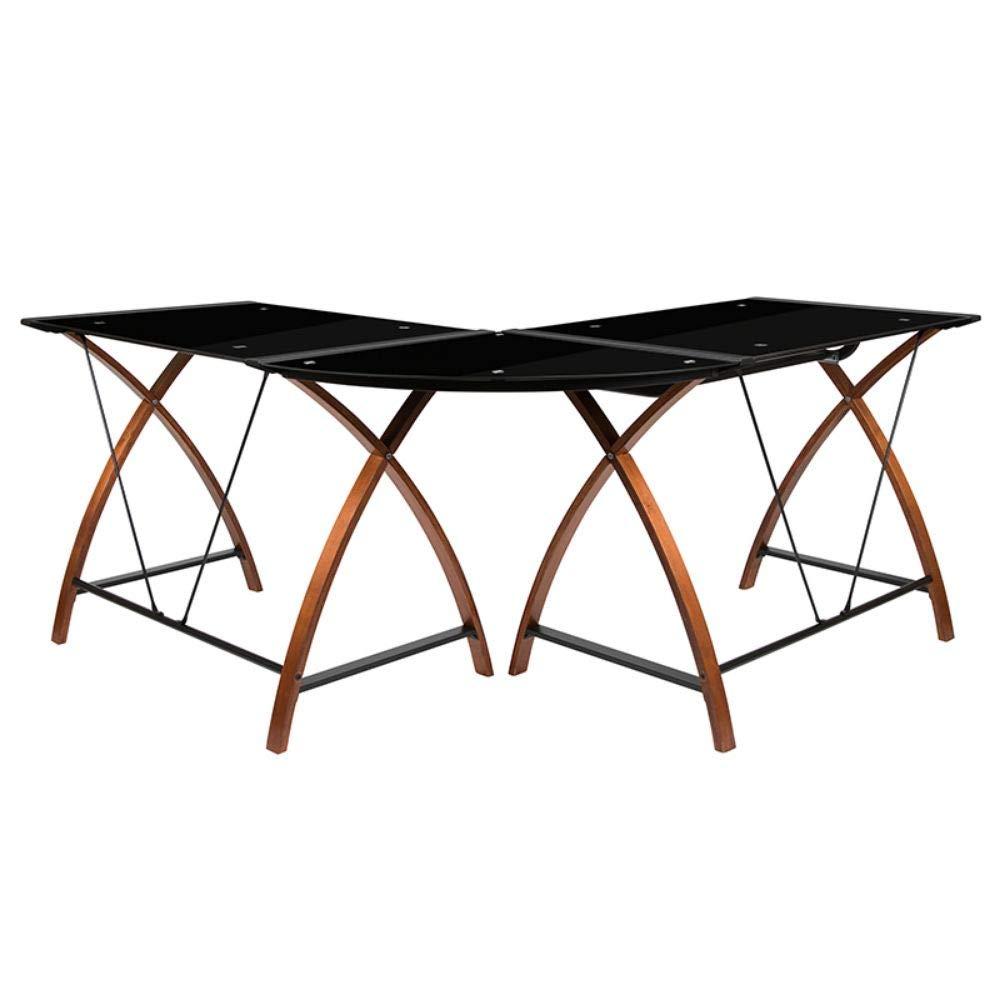 Flash Furniture Jude Black Glass L-Shape Corner Computer Desk with Pull-Out Keyboard Tray - Image 8