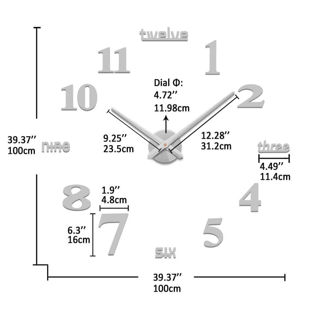 VANGOLD Large Wall Clocks for Living Room Decor, DIY Wall Clock Modern 3D Wall Clock with Mirror Numbers Stickers for Home Office Decorations Ideas (Black) - Image 3