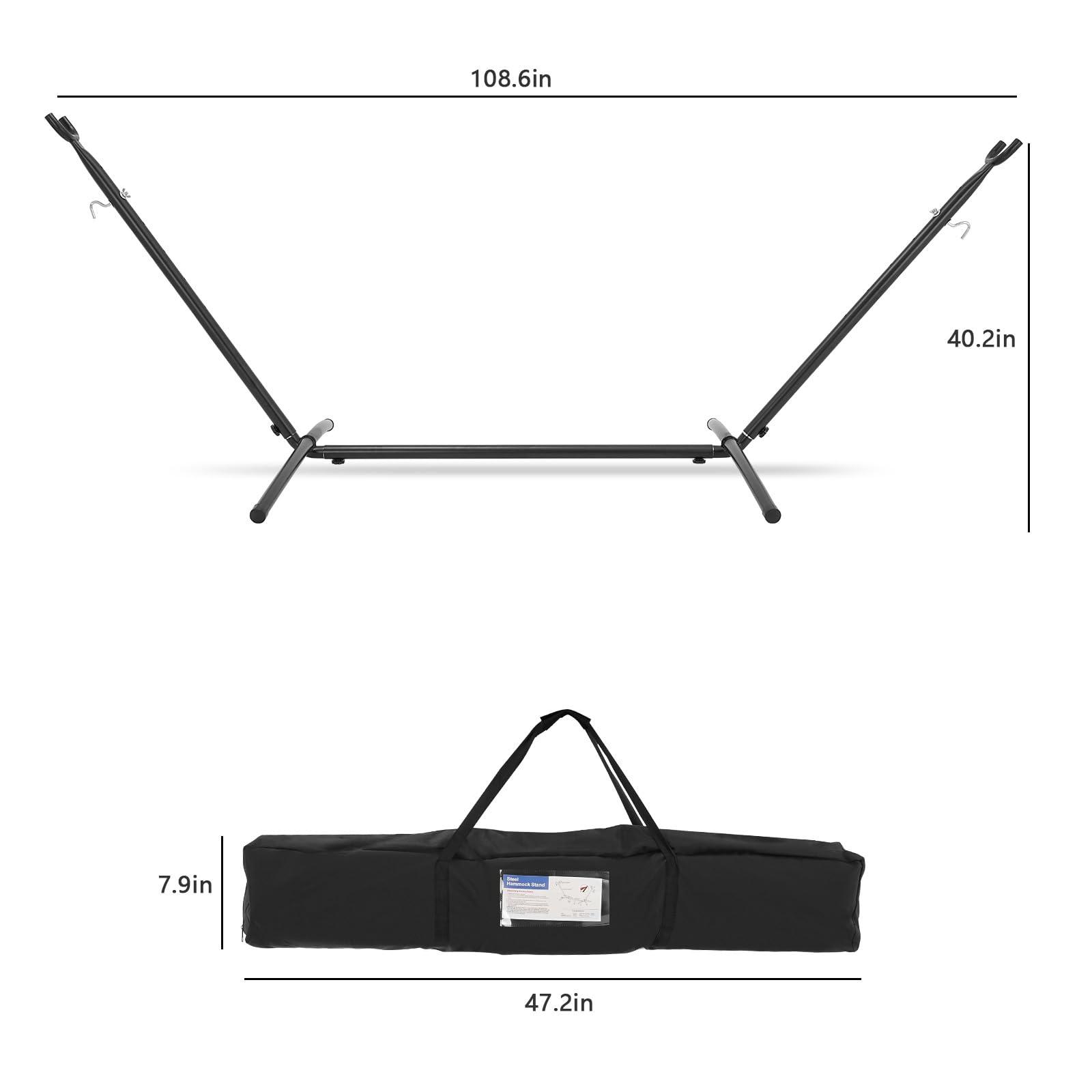EVLIQUIL Double Hammock with Stand Included 450lb Capacity Space Saving Steel Stand,Premium Carry Bag Included,Suit for Outside,Indoor,Yard,Camping(Coffee). - Image 2