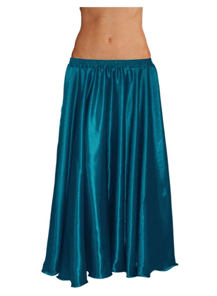 Indian Trendy 36" Long Women's Satin 2 Slit Full Skirt Belly Dance Gypsy Tribal 9 Yard Panel Jupe Flamenco Rock - Image 3