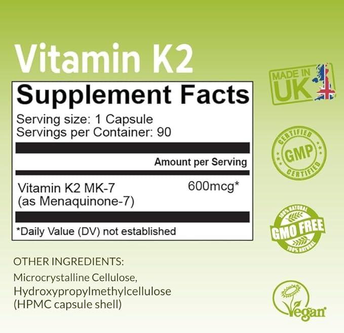 NutriZing K2 Vitamin Supplement MK-7 - High Strength 600mcg - Supports Bone & Arterial Health - 90 Vegan Capsules - Vitamin K2 for Men & Women - 3 Month Supply - Image 5