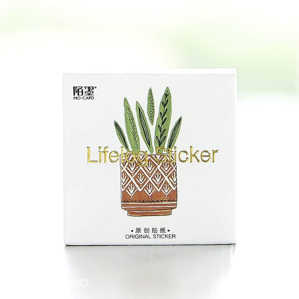 Small Scrapbooks Laptop Stickers, Doraking Boxed Green Pot Plants Stickers for Laptop, Scrapbooking, Suitcase (Green Buds, 45PCS/ Box) - Image 3