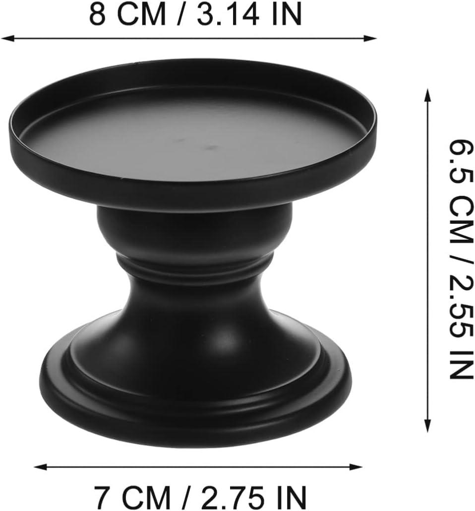 Matte Black Iron Pillar Candle Holders - Set of 2 Candlestick Holders, Metal Candle Holder for Pillar & Taper, Table Mantle Fireplace Farmhouse Home Decor - Image 3