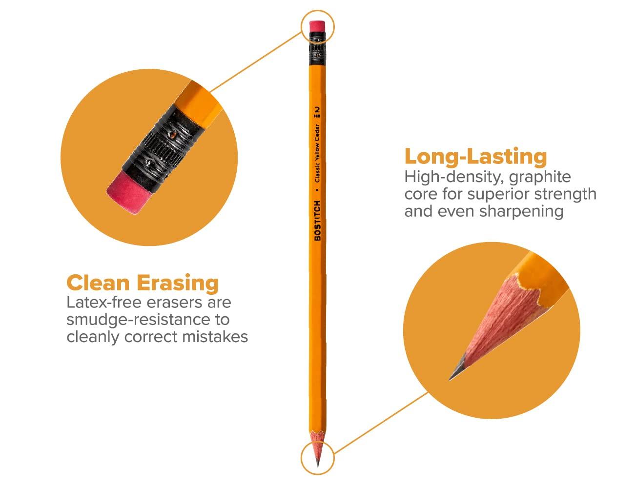 Bostitch Office Premium #2 Pencils, American Cedar Wood, Pre-Sharpened, HB Graphite, 24-Pack (BACP12Y-2PK) - Image 4