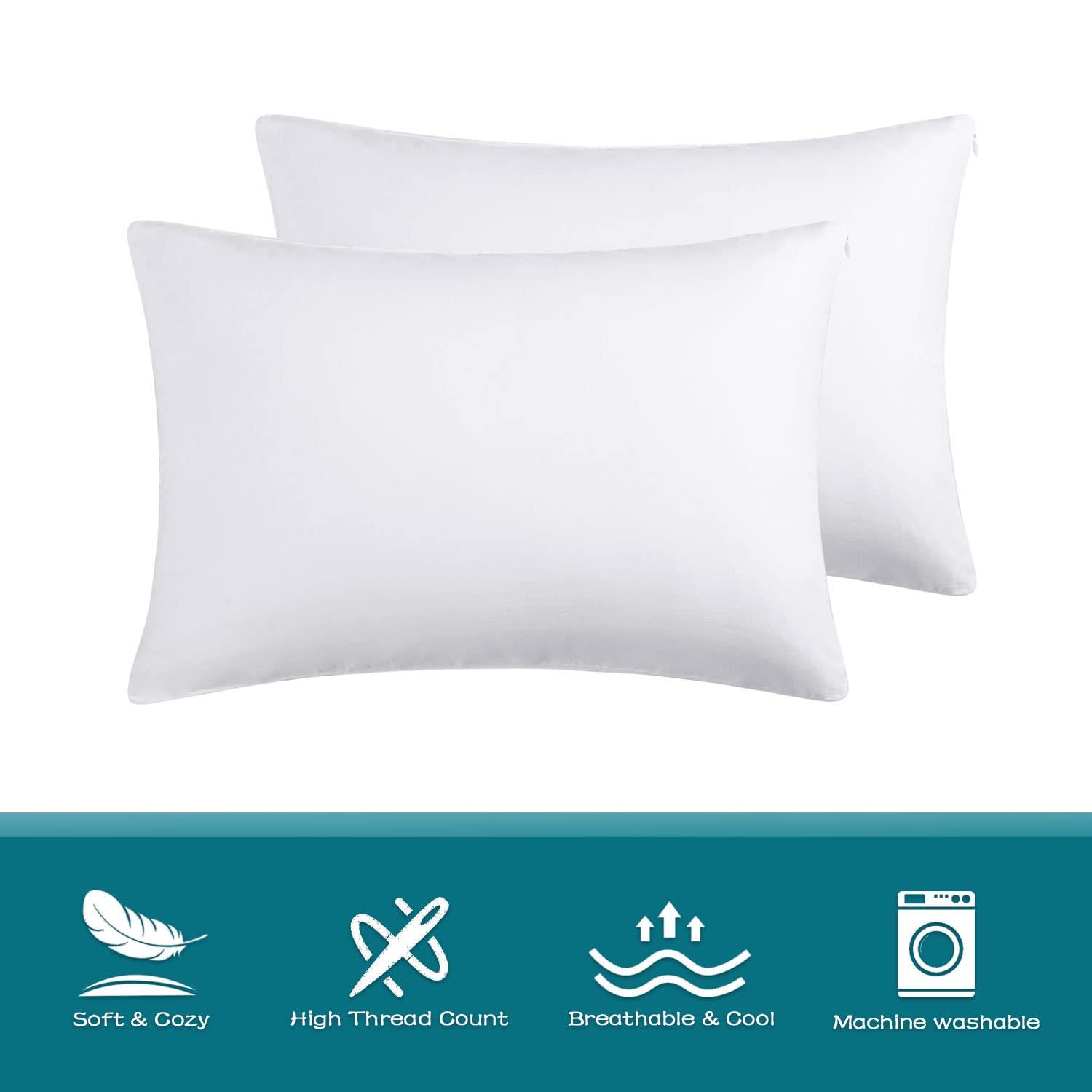 LOSAFEFE 100% Cotton Zippered Pillow Cases Standard Size Set of 4, Super Soft & Breathable Pillow Protectors with Zipper, White Pillow Case Covers 20x26 Inches - Image 6
