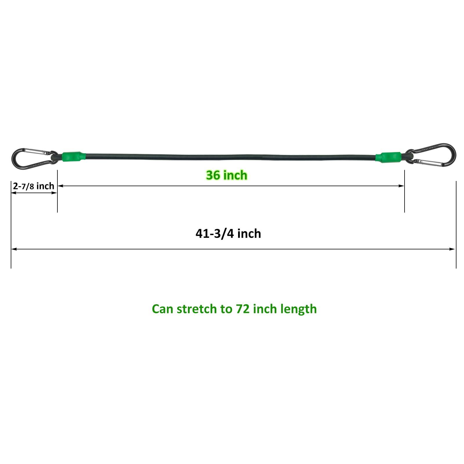 Joneaz Black Bungee Cords with Hooks 36 inch Heavy Duty, 4-Piece Carabiners Style, 5/16 inch Diameter Cord with Nylon Fiber, UV Resistant - Image 2