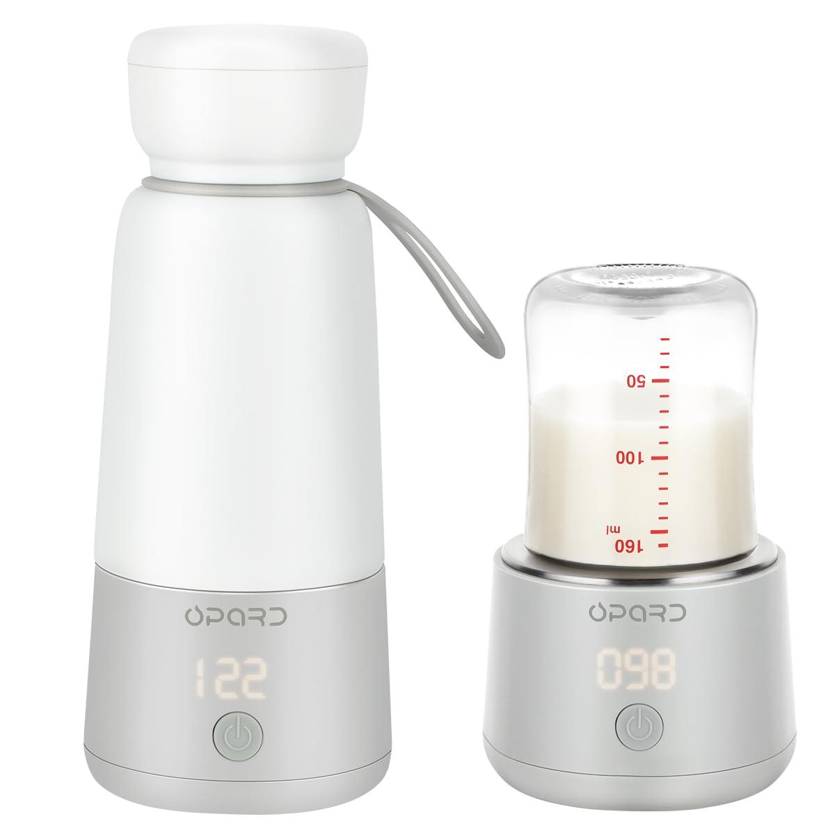 Opard Portable Bottle Warmer for Travel, Dual Heating Modes for Breastmilk, Formula, Water, 4 Adjustable Temp Cordless Milk Bottle Warmer on The go, 12 oz Capacity Car Bottle Warmer for Baby