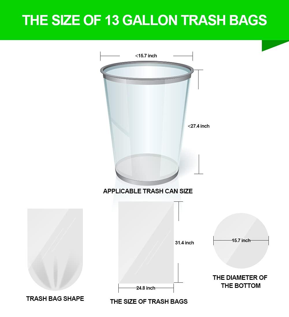 FORID 13 Gallon Trash Bags - Clear Plastic Garbage Bags Medium Tall Trash Can Liners for Kitchen Office Home Waste Bins Unscented One Box with 5 Roll 110 Count 55 Liter - Thick & Durable Trash Bag - Image 2