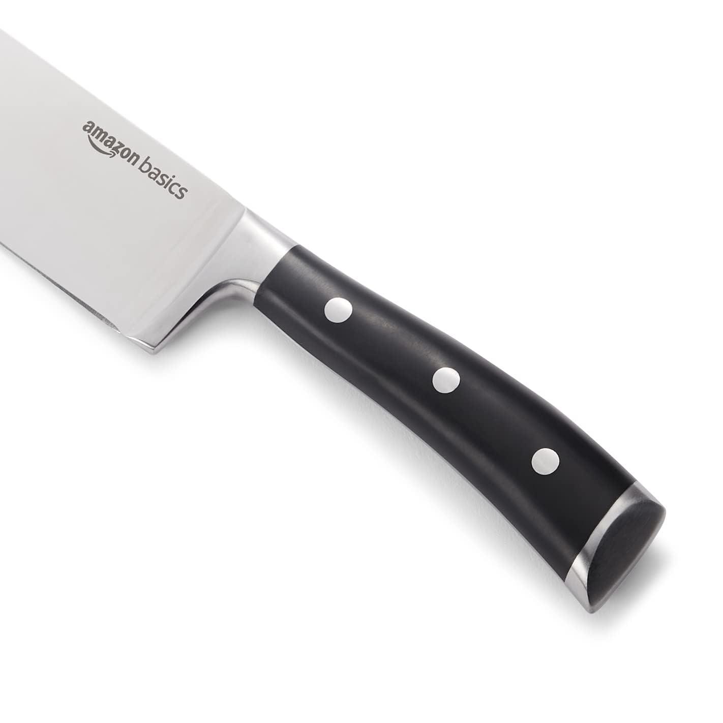 Amazon Basics Classic 8-inch Full Tang Stainless Steel Chef's Knife with Three Rivets, Silver - Image 5