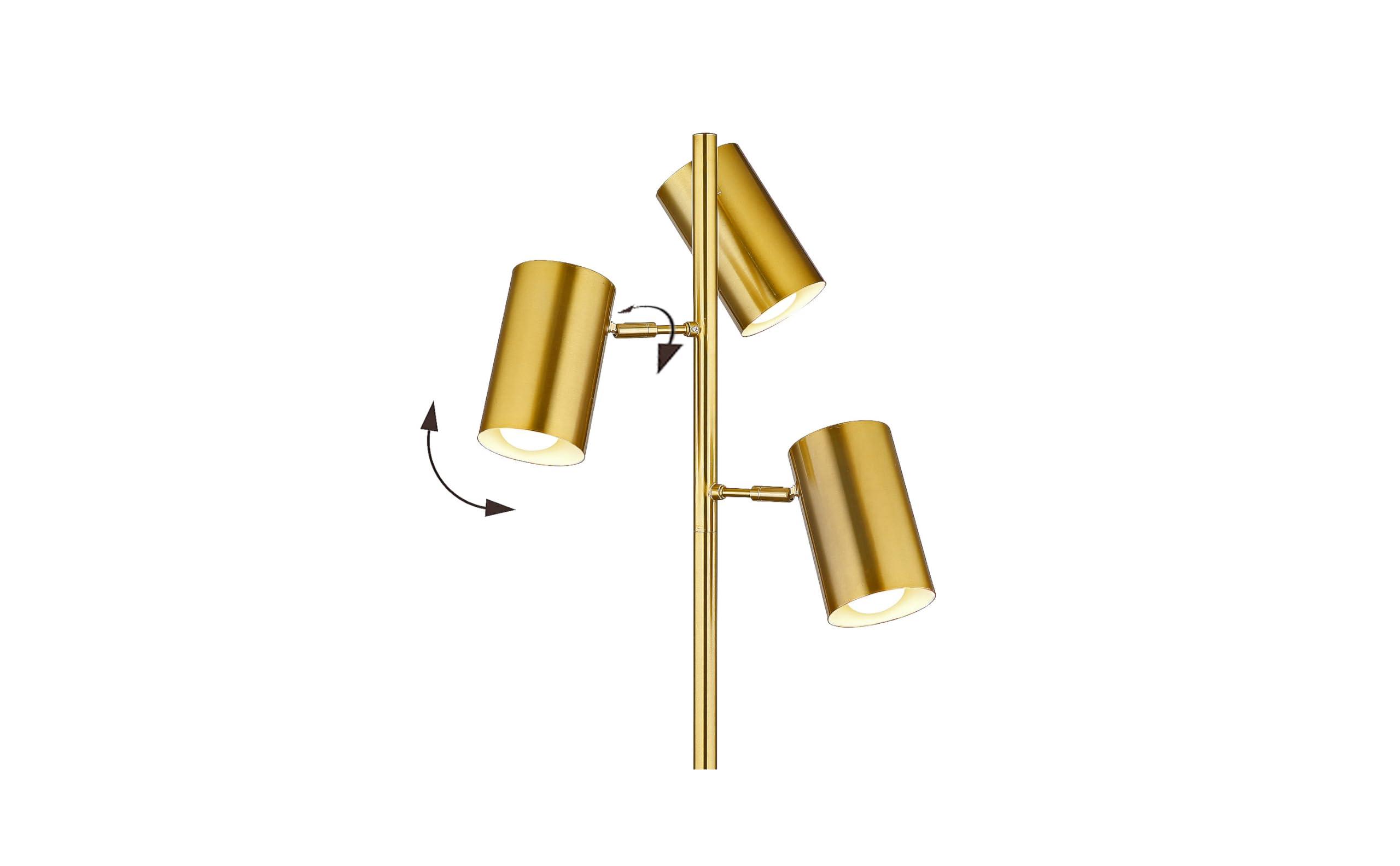 Tree Floor Lamp with 3 Light Bulbs,Gold Standing Tall Pole Lamp with 3 Adjustable Rotating Lights,Farmhouse Floor Lamp for Living Room Bedroom Office,Vintage Standing Lamp 9W E26 LED Bulbs Included - Image 5