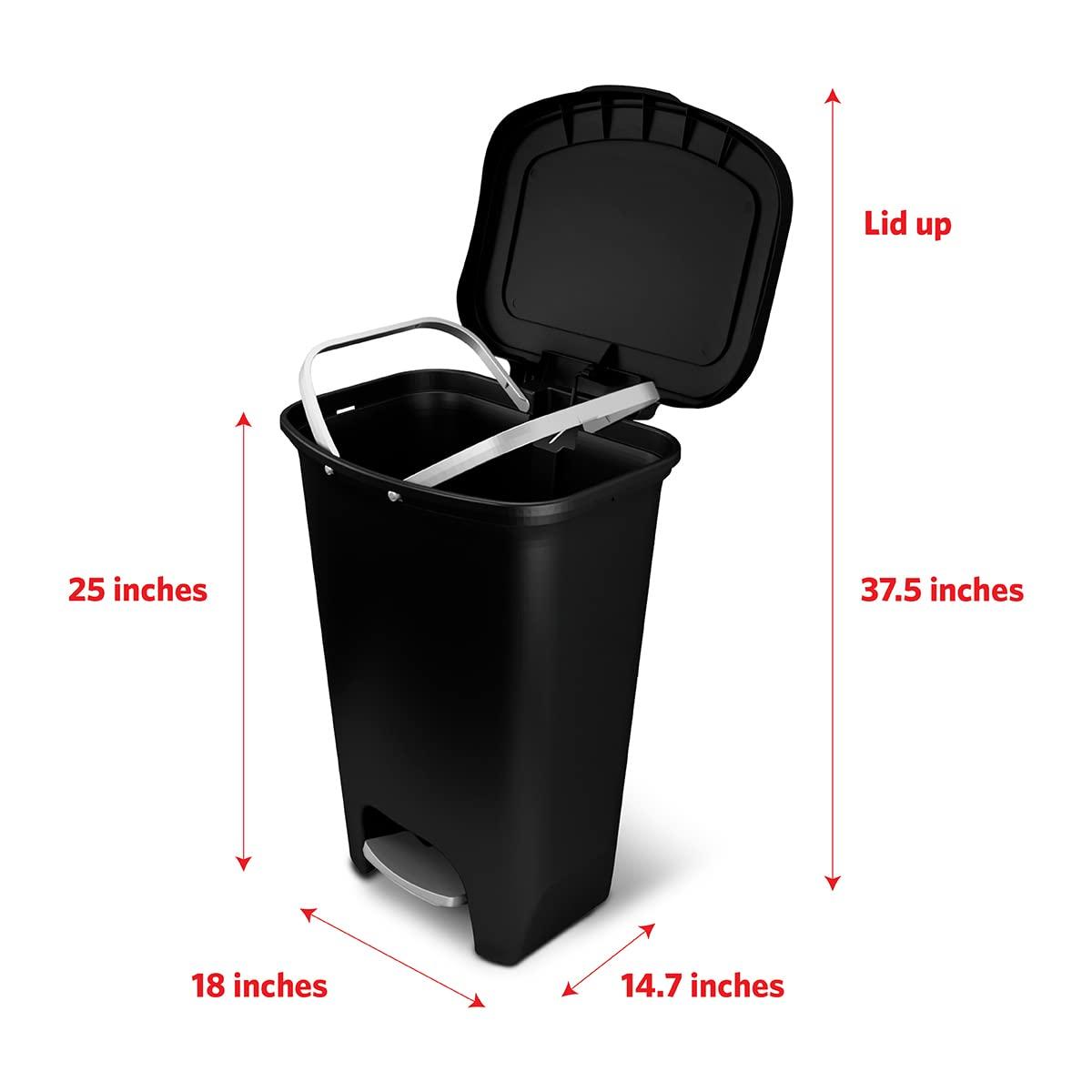 Glad 13 Gallon Trash Can | Plastic Kitchen Waste Bin with Odor Protection of Lid | Hands Free with Step On Foot Pedal and Garbage Bag Rings, Black - Image 2