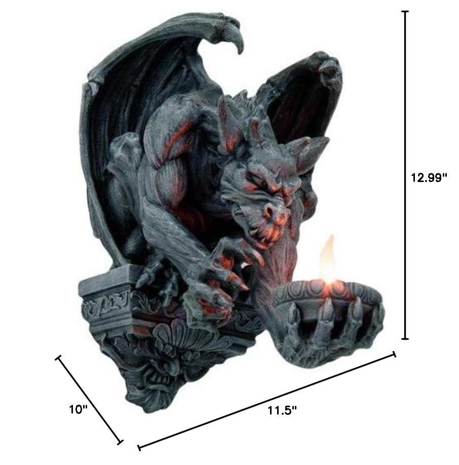 Pacific Giftware Menacing Winged Gargoyle Candle Holder Wall Sconce Sculpture Wall Decor 12.5 Inches - Image 2