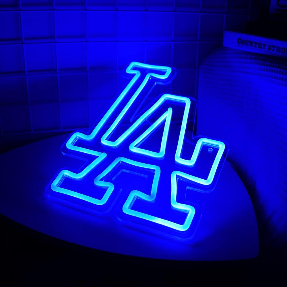 WonderfulLife Dodgers Neon Sign for Garage or Man Cave Decor,Gifts for Men With Dodge Baseball Team Logo,Blue Neon for Party,Bar,Dorm,Office Wall Art and Game Room Deco. - Image 2