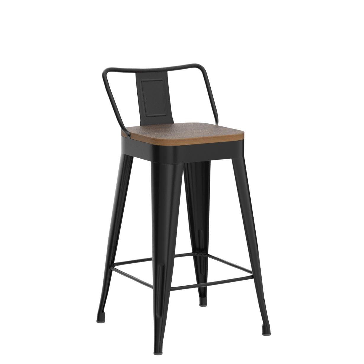 POINTANT Bar Stools Set of 4 Metal Bar Stool Counter Height Bar Stools Black, Modern 24" Bar Chairs with Back and Wooden Seat Bar Stool Counter Height - Image 4