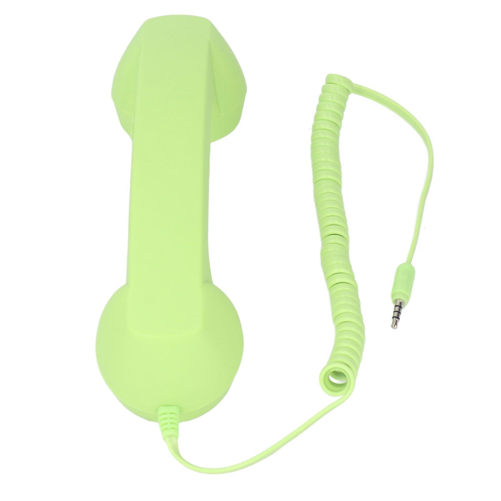 3.5mm Vintage Retro Telephone Handset, Cell Phone Receiver, Radiation Proof Retro Handset, Microphone Speaker for Cellphone Smartphone, Handheld Old Telephone Headset (Green) - Image 4