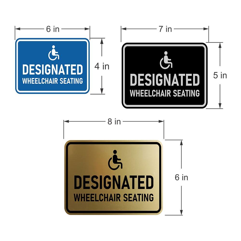 Signs ByLITA Classic Framed Designated Wheelchair Seating Sign (Brushed Gold) - Small - Image 2